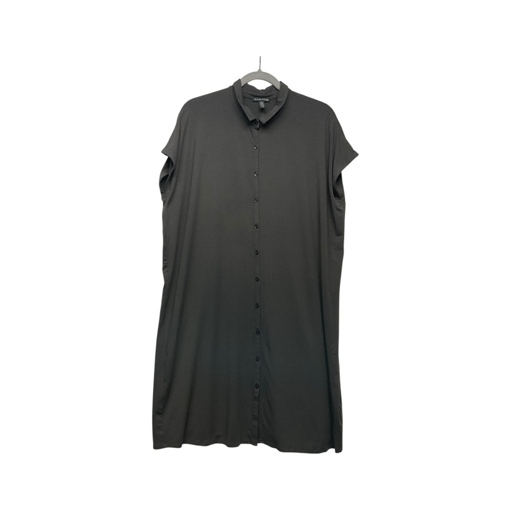 Eileen Fisher Viscose Shift Dress Size M Charcoal Minimalist